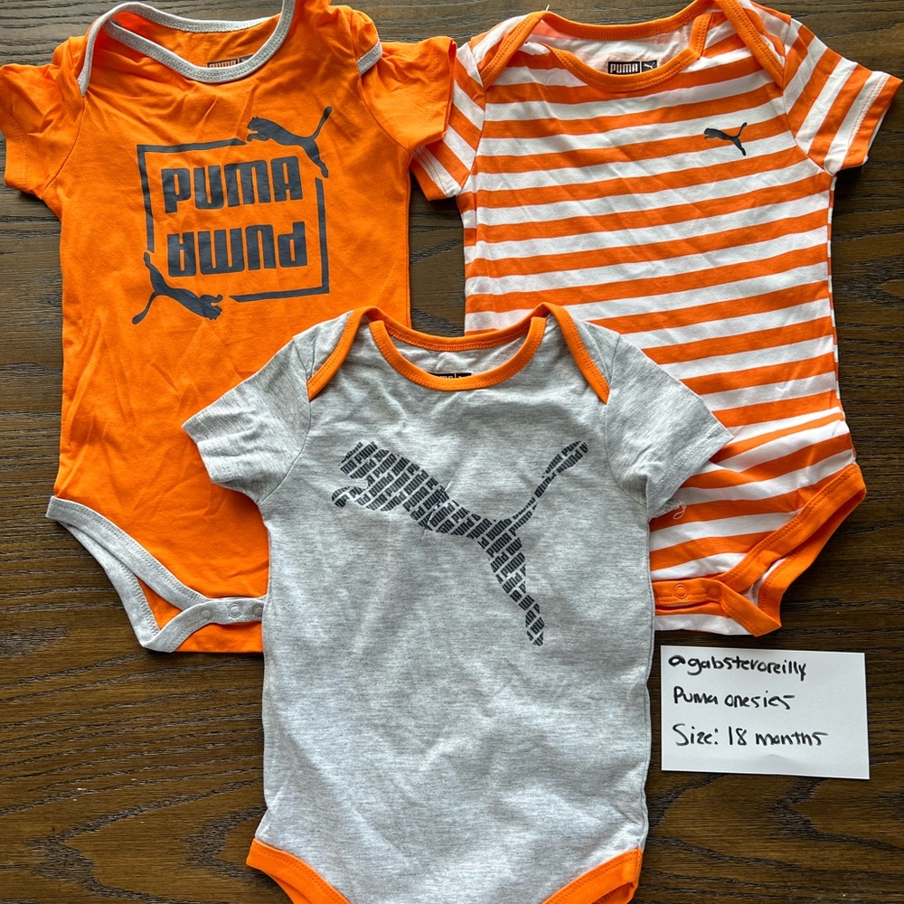 Puma Kids One Piece Set - Orange, Gray, and White